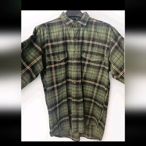 Mens Caribou Creek Thick Green Outdoor Flannel Fall Winter Button Down Shirt XLT